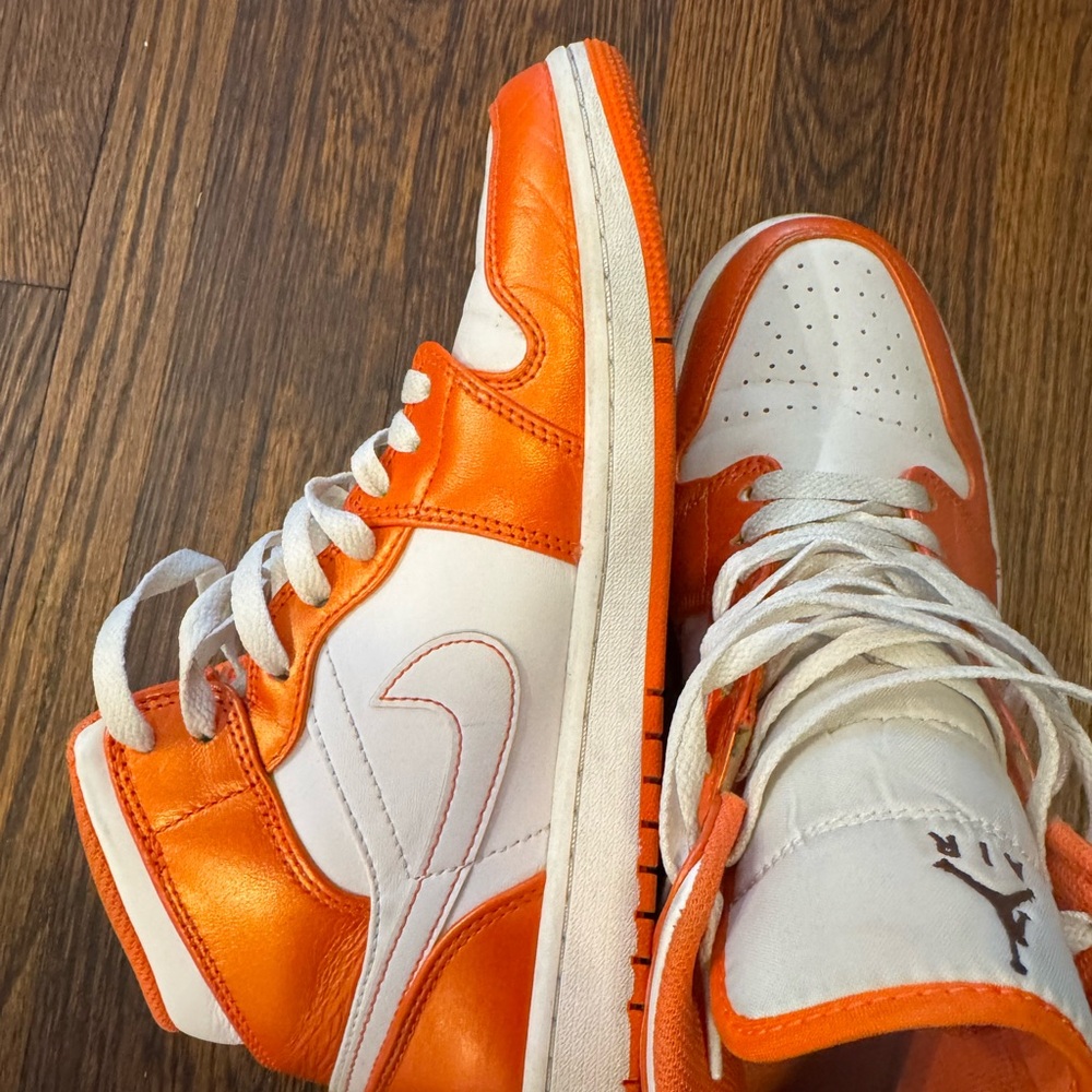 Orange and White High-Top Sneakers